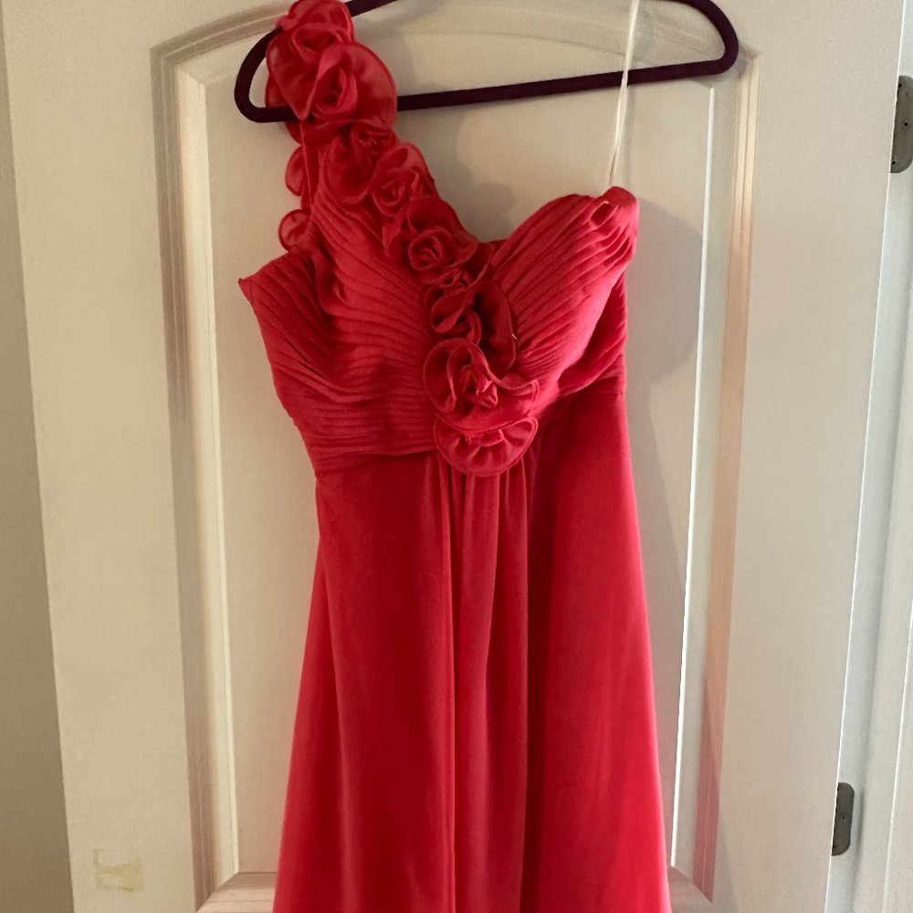 Coral/Pink mini one shoulder dress